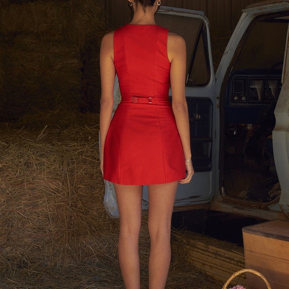 Commense Red Button-Up Mini Dress - Picture 3 of 5